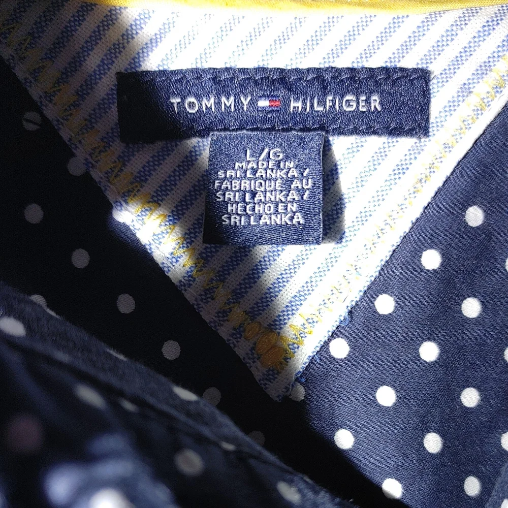 Tommy Hilfiger Navy Polka Dot Classic Preppy Girl Shirt Dress. - Picture 4 of 7